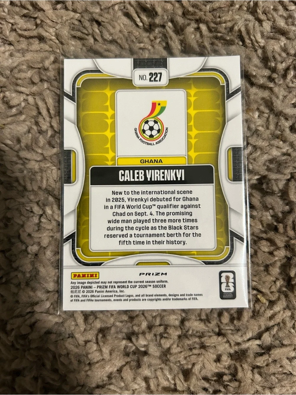 Soccer Player Card - Caleb Virenkyi holo rookie card